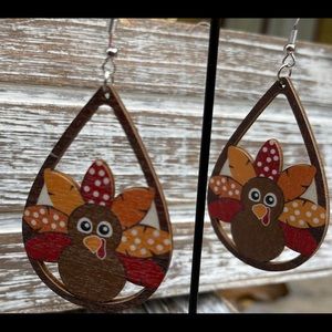 Wooden Turkey Earrings